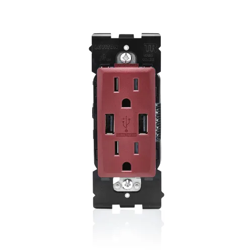 Vista 8 de Leviton RUAA1-CA Renu Cargador USB/toma dúplex resistente a manipulaciones, 15A-125VAC, Café Latte