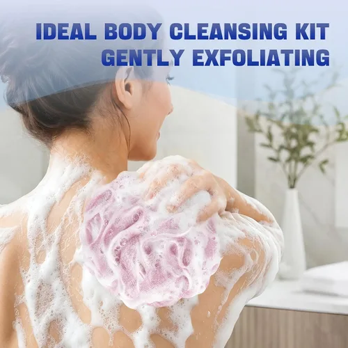 Vista 4 de AmazerBath Esponja de Lufa 60g/Pieza, Esponja Exfoliante de Baño Depuradora Corporal, Juego de Lufa de 4 - Blanco Gris-Rosa-Verde Militar-Verde