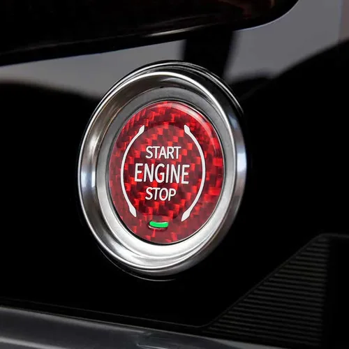 Vista 7 de Botón de arranque de fibra de carbono, botón de encendido y parada del motor, cubierta de encendido Compatible con Chevy Corvette C8 2020 2021 2022