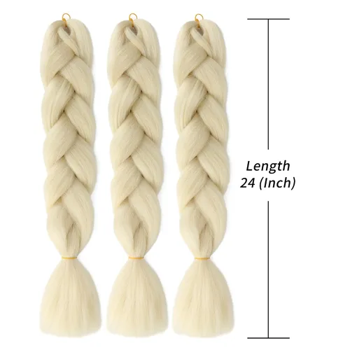 Vista 3 de Extensiones de cabello trenzado rubio (613#) trenzado sintético para ganchillo Box Twist para mujeres, 24 pulgadas, 3.53 oz/paquete