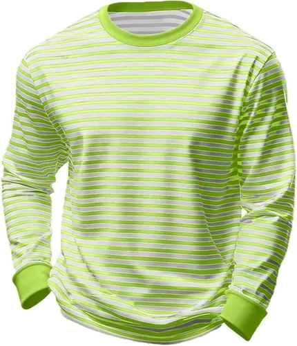 Vista 8 de Camisas a rayas para hombre, manga larga, de gran tamaño, hombros caídos, bloque de color, para trabajo, oficina, uso diario, camiseta básica