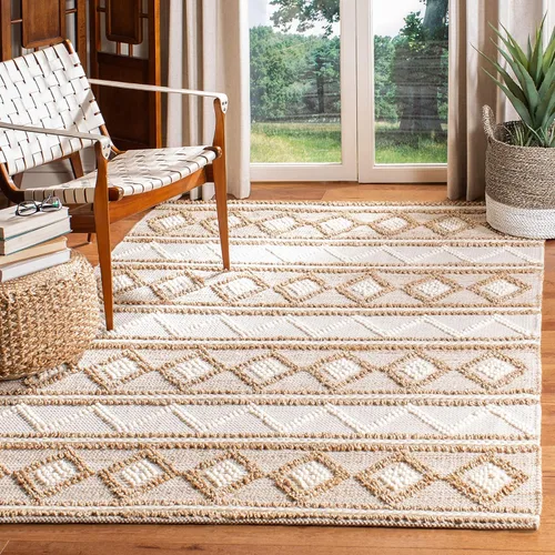 Vista 13 de SAFAVIEH Natural Fiber Collection NF866A - Alfombra de pasillo de 2 pies 6 pulgadas x 6 pies, beige y marfil, hecha a mano marroquí bohemio tribal