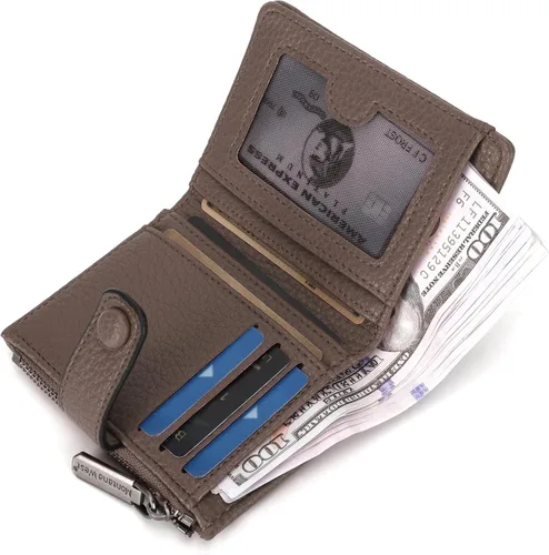 Vista 4 de Montana West Cartera para mujer con bloqueo RFID y bolsillo para monedas con cremallera, B Caqui