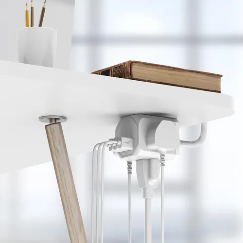 Vista 6 de LAX Gadgets Extensor de toma de corriente múltiple y protector de sobretensiones – Regleta de alimentación de 5 pies – Adecuado para uso