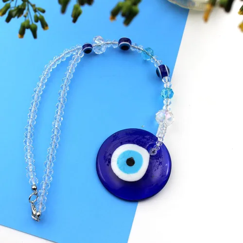Vista 5 de Adorno colgante azul de ojo malvado de buena suerte para automóvil, decoración del hogar, amuleto colgante (1 cuentas)