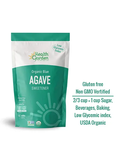 Vista 2 de Health Garden Cristales edulcorantes de agave azul, orgánicos, sin OMG, bajo índice glucémico, kosher, aptos para dieta keto (12 onzas)