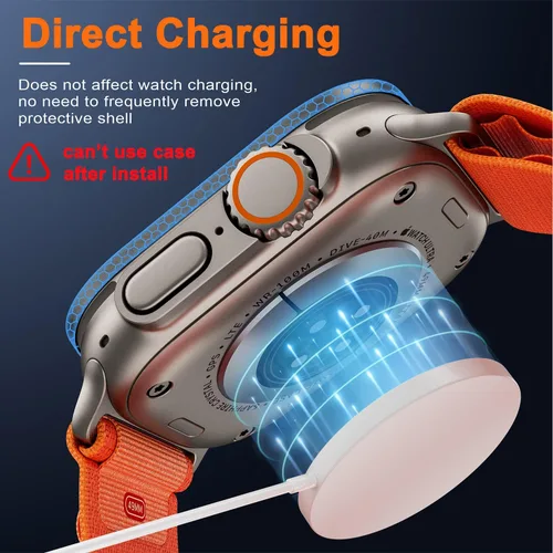 Vista 4 de COJOC Protector de pantalla para Apple Watch Ultra 2 / Ultra de 1.732 pulgadas, vidrio templado HD + marco de aleación de titanio, [Keep Original]