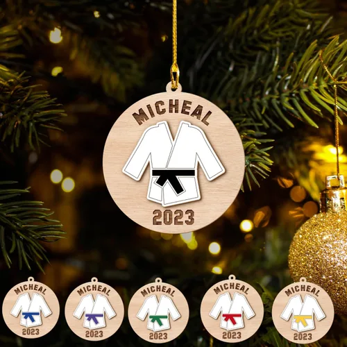 Vista 9 de Adorno de Jiu Jitsu personalizado, regalo para Navidad 2025, hombres y mujeres, equipo de Jiu Jitsu, adornos de Jiu Jitsu brasileño para Navidad