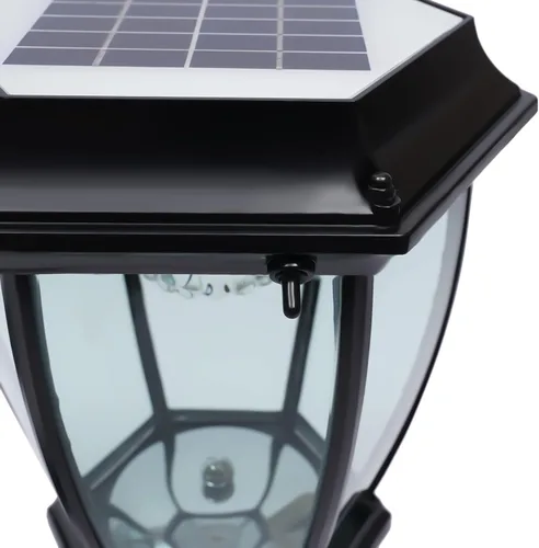Vista 7 de YIYIBYUS Dos luces solares de pilar al aire libre, impermeables, luces de jardín al aire libre, luces solares LED, base hexagonal, luces de pilar