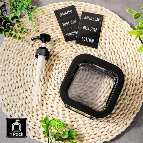 Vista 6 de Segbeauty Dispensador de jabón de manos de 16.9 onzas, dispensador de jabón líquido a prueba de fugas de 16.9 fl oz para baño, dispensadores de Negro