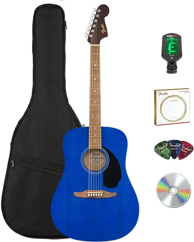 Vista 11 de Fender Guitarra acústica FA-125 Dreadnought - Paquete negro con estuche, afinador, correa, cuerdas, púas y DVD instructivo de Austin Bazaar