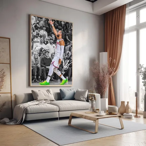Vista 5 de Póster firmado de baloncesto de la superestrella Jalen Brunson para habitación de niños, fans, decoración de pared del dormitorio, carteles