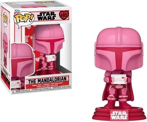 Vista 2 de Star Wars: Valentines - Mandalorian [Din Djarrin] Funko Pop! Figura de vinilo (paquete con funda protectora compatible con Pop Box), multicolor