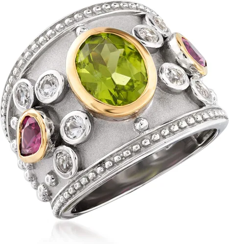 Vista 4 de Ross-Simons Anillo de piedras preciosas múltiples de 4,20 qt t en plata de ley y oro amarillo de 14 kt