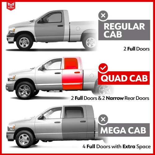 Vista 2 de MaxMate Estribos Laterales Ovalados Nerf Bar de 3.5" Compatibles con Dodge Ram 1500 2002-2008; 2003-2009 2500 3500 Quad Cab SS2D35178MX Rieles