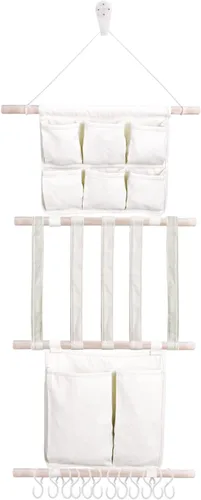 Vista 7 de cherrboll Organizador de lazos para el pelo con soporte para diadema para niñas, colgador de almacenamiento de pinzas para el cabello con ganchos