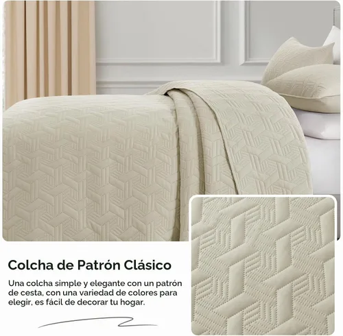 Vista 3 de Lavsiry Juego de ropa de cama acolchada de tamaño individual beige con funda de almohada, colcha ligera de verano, sobrecama, manta acolchada suave