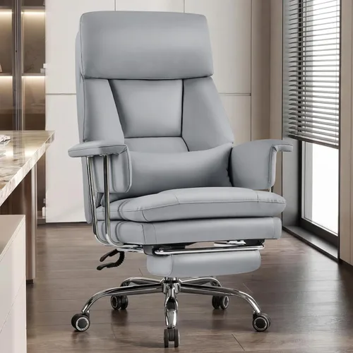 Vista 11 de Furniliving Silla de oficina grande y alta con reposapiés, silla de oficina ejecutiva de piel sintética con respaldo alto y soporte lumbar