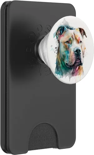 Vista 8 de Pitbull - Diseño de acuarela para perros PopSockets intercambiables PopGrip