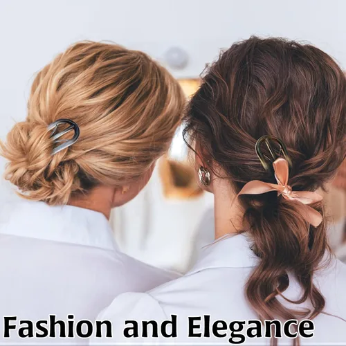 Vista 4 de 6 piezas de horquillas francesas, horquilla de cabello en forma de U estilo retro con dientes internos, horquillas francesas para el cabello