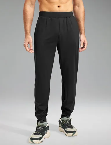 Vista 2 de Pantalones deportivos para hombre con bolsillos con cremallera, pantalones deportivos elásticos para entrenamiento, gimnasio, golf, correr, casual
