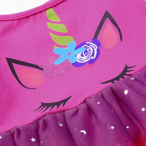 Vista 3 de Vgolar Vestido de niña de flores, disfraz de unicornio, vestido de tul para fiesta