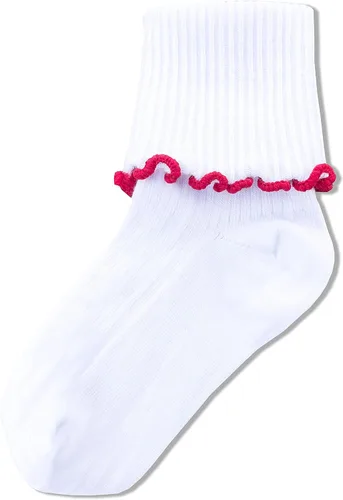Vista 2 de Sierra Socks Calcetines de uniforme escolar con borde de lechuga para niña grande, algodón peinado, puntera sin costuras, calcetines suaves y cómodos