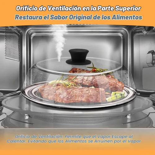 Vista 3 de Tapa de 10 Pulgadas de Vidrio para Microondas con Protección contra Salpicaduras para Alimentos con Alfombrilla de Silicona, Tapa de 10 Pulgadas