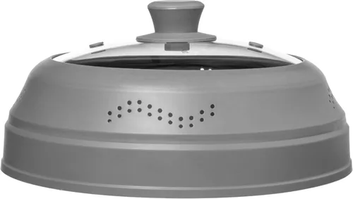 Vista 4 de Cubierta antisalpicaduras para microondas para alimentos - Cubierta de plato de vidrio de silicona, ventilada con perilla de agarre de silicona