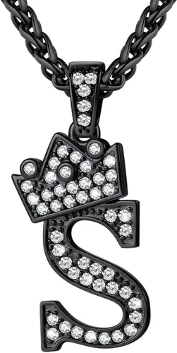 Vista 53 de U7 Crown Initial Number Necklace for Men Women A-Z Letter Pendant Chain a. Oro