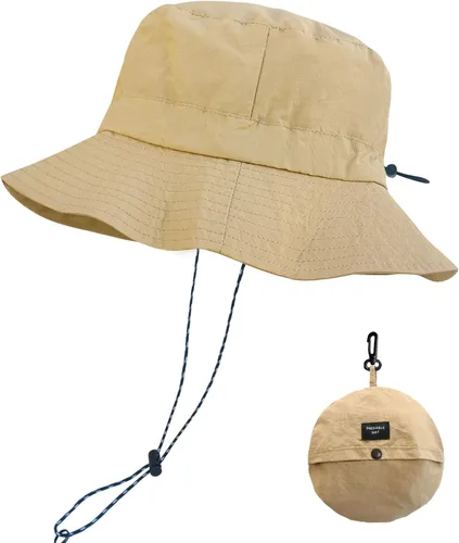 Vista 34 de PFFY Packable Sun Bucket Hat for Men Women Outdoor UV Protection Sun Hats Caqui