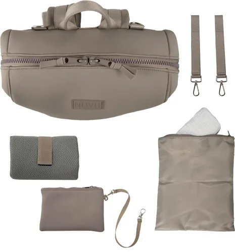 Vista 4 de Mochila para pañales con cambiador, correas para cochecito, bolsa aislada para botellas, funda de equipaje, neopreno