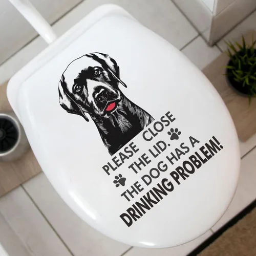 Vista 2 de Funny Labrador Retriever - Adhesivo para tapa de inodoro, diseño de perro