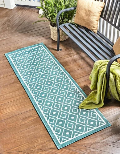 Vista 19 de Unique Loom Outdoor Trellis Collection - Alfombra de área Kafes (2 x 6 pies 1 pulgada, gris/marfil)