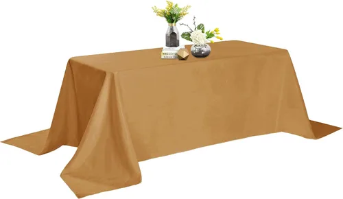 Vista 108 de Mantel de poliéster lavable de 132 pulgadas, resistente a las manchas y a las arrugas, mantel decorativo para mesa de comedor, fiestas de bufé