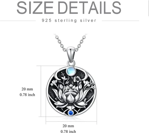 Vista 5 de PROESS Lotus Evil Eye Necklace Sterling Silver Lotus Necklace Evil Eye Pendant Necklace Spiritual Protection Jewelry Gifts for Women Men for