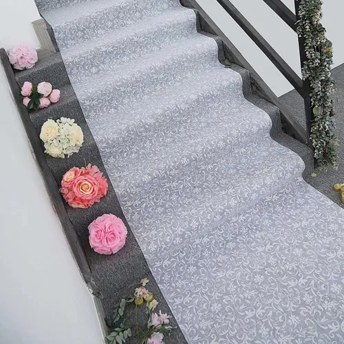 Vista 6 de Efavormart - Camino de pasillo de encaje floral blanco de 36 pulgadas x 50 pies