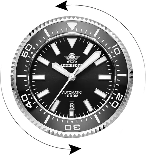 Vista 2 de ADDIESDIVE Diver 1000M Mens Dive Watch 45MM Automatic with Exhaust Valve Luminous Synthetic Sapphire Crystal