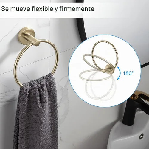 Vista 3 de BGL Juego de Accesorios de Baño Dorado Cepillado, Juego de Toallero de 4 Piezas Oro cepillado