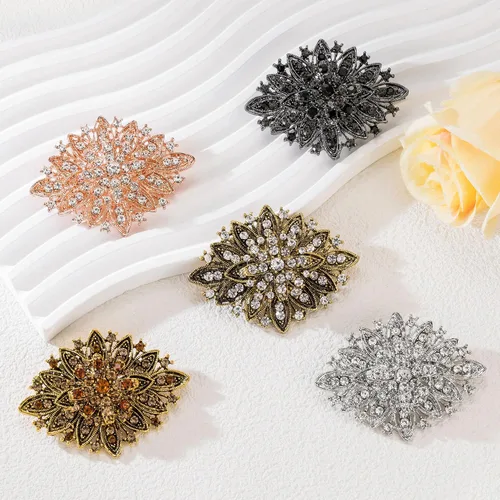 Vista 7 de Broche de diamantes de imitación de cristal Art Deco vintage para mujer