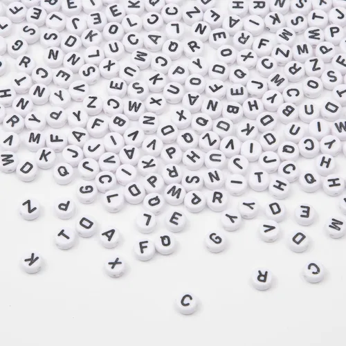 Vista 9 de 1000 cuentas acrílicas de letras del alfabeto de 0.157 x 0.274 pulgadas, cuentas redondas de letras acrílicas de la A a la Z, para hacer joyas