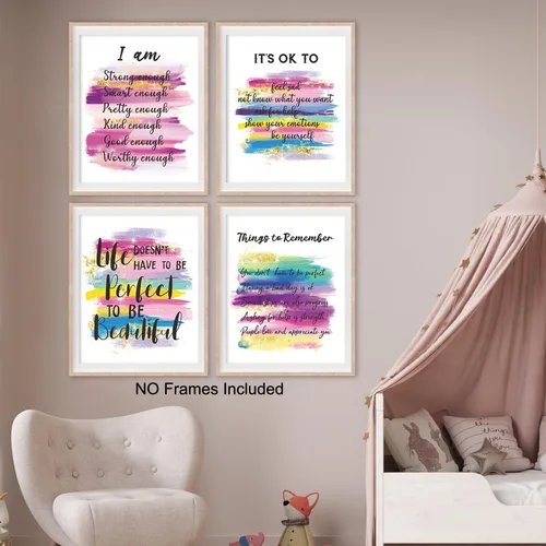 Vista 6 de Decoración de pared de afirmaciones positivas, póster inspirador rosa para la oficina en casa, dormitorio, baño, citas motivacionales, regalos