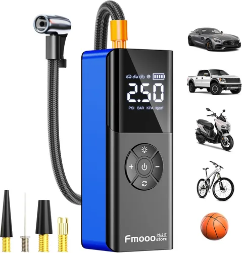 Vista 10 de Inflador de neumáticos, compresor de aire portátil, 160 PSI de potencia dual 6000 mAh, bomba de aire inalámbrica con indicador digital, luz LED