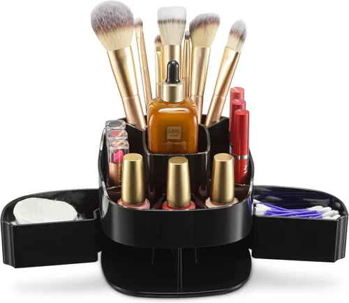 Vista 12 de Organizador de maquillaje giratorio de 360 grados – Altura ajustable y totalmente giratorio. El organizador de cosméticos perfecto para el tocador