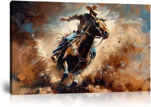 Vista 19 de Arte de pared de vaquero occidental Imágenes de mujeres vaquero Impresiones Póster de lienzo del suroeste Arte de decoración de pared occidental