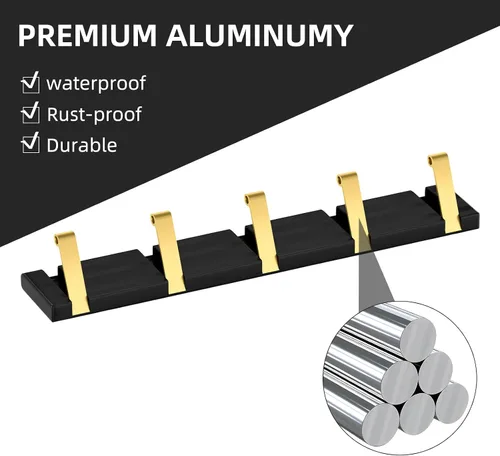 Vista 5 de Wisfame Ganchos para abrigos, perchero de aluminio montado en la pared, 5 ganchos plegables, resistente, ahorro de espacio, perchero de pared