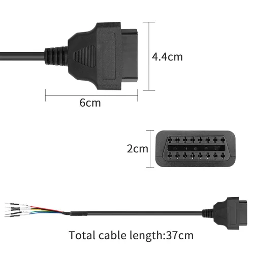 Vista 6 de YACSEJAO OBD2 - Conector hembra de 16 pines, 1 pie OBD2 a 5 pines, cable de probador de puente universal coleta DIY adaptador Mobley