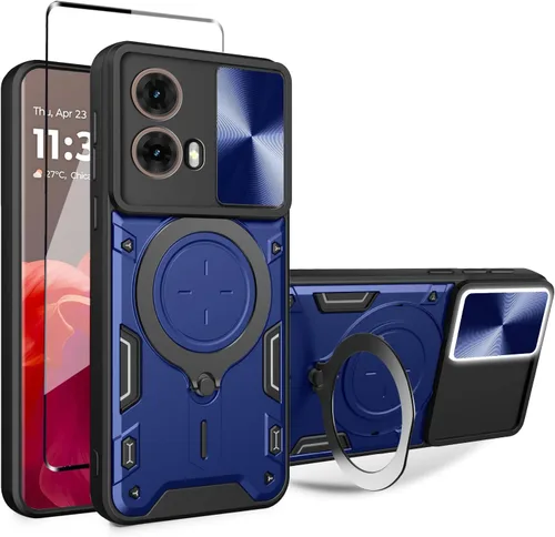 Vista 11 de Funda para teléfono Motorola Moto G85 5G con protector de pantalla de vidrio, cubierta protectora de cámara deslizante integrada, funda protectora