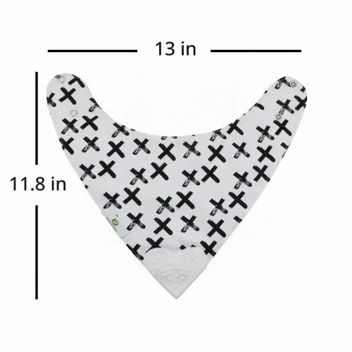 Vista 5 de Pickle & Olive Baberos reversibles para dentición para bebés, mordedor en forma de corazón, monocromático, juego de 2