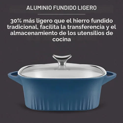 Vista 4 de CorningWare QuickHeat - Tostador de aluminio fundido de 3.2 cuartos de galón con tapa e interior de cerámica antiadherente, ligero y rápido